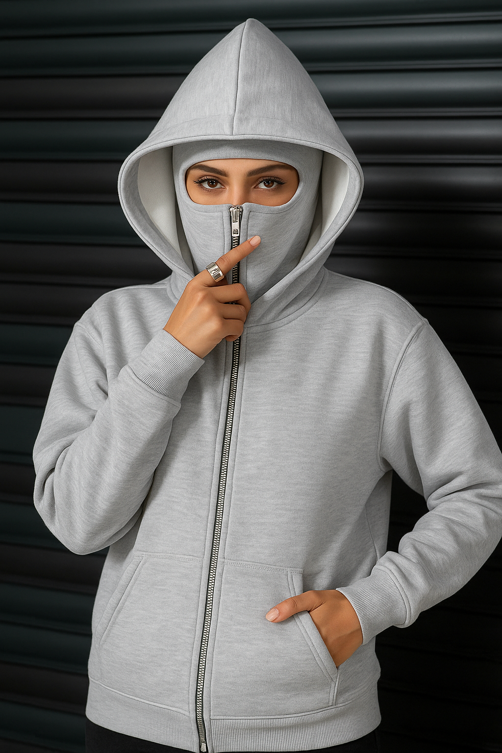 sudadera con doble capucha